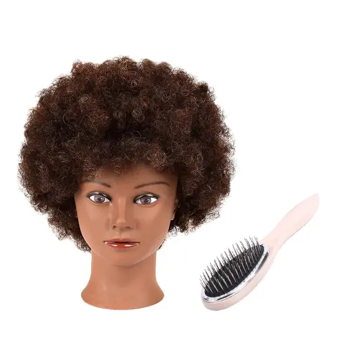 Image de Tête de Mannequin Afro avec Cheveux Réels - 6 Pouces