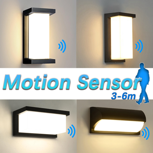 Image of Outdoor LED Wall Lamp with Motion Sensor - Waterproof IP65, 16-30W, AC85-265V, Ideal for Garden, Porch, Balcony, Stairs, and Outdoor Spaces