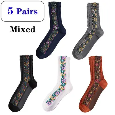 Image de Chaussettes Harajuku Colorées - Style Graffiti & Fleurs