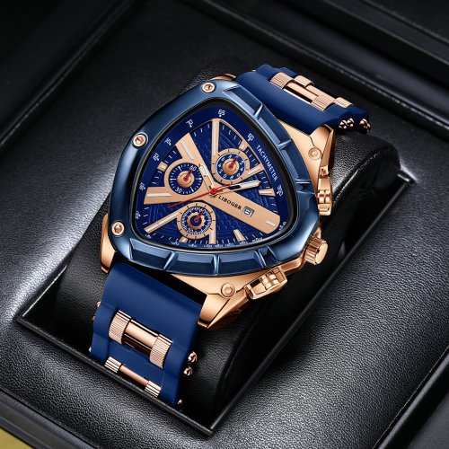 Immagine di Orologio Sportivo da Uomo con Cinturino in Silicone di Alta Qualità, Movimento al Quarzo con Data Automatica, Design Moderno e Resistente, Ideale come Regalo per Lui