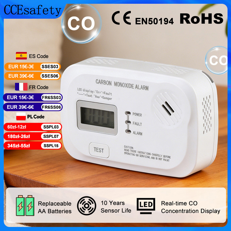 Image de Détecteur CO Portable - Alarme de Monoxyde de Carbone avec Affichage LCD