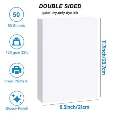 Image de Papier Photo Brillant A4 Double Face - 50 Feuilles