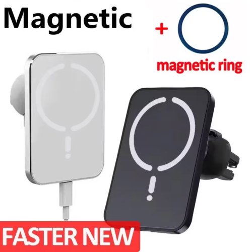Immagine di Supporto Auto Magnetico da 30W con Ricarica Wireless MagSafe per iPhone 16, 15, 14, 13, 12 Pro Max – Clip per Presa d’Aria con Caricabatteria Veloce