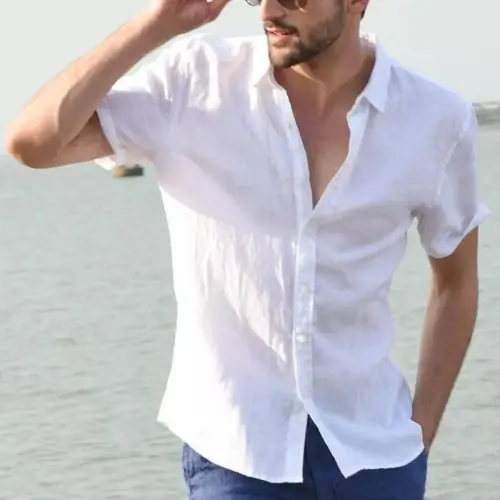 Image de Chemise d'Été Homme - Coton & Lin, Confortable et Élégante