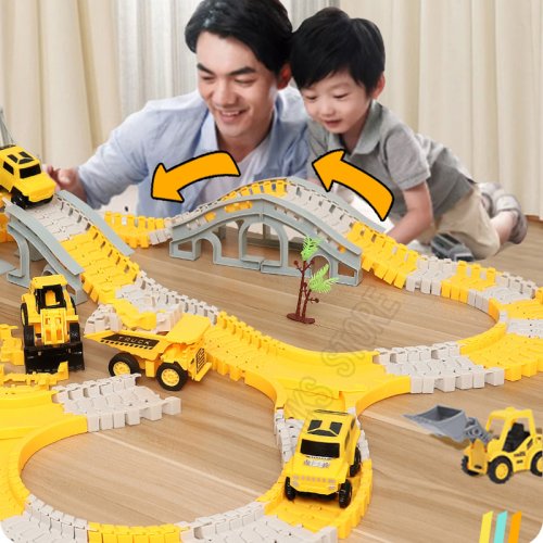 Afbeelding van Creatieve DIY Auto Race Spoorbaan Set met Flexibele Gebogen Sporen – Kleurrijk Plastic Speelgoed voor Kinderen, Ideaal als Cadeau