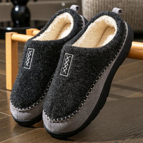 Image of Men's Cozy Memory Foam House Slippers with Non-Slip Soles – Soft, Durable, and Comfortable Indoor Outdoor Shoes for Winter Living Room Use