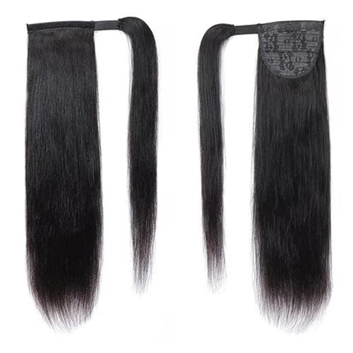 Immagine di Coda di cavallo diritta dei capelli umani avvolgere intorno al 100% coda di cavallo dei capelli uman...