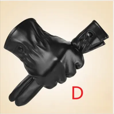 Image de Gants Homme Noir Cuir PU Conduite Écran Tactile Hiver