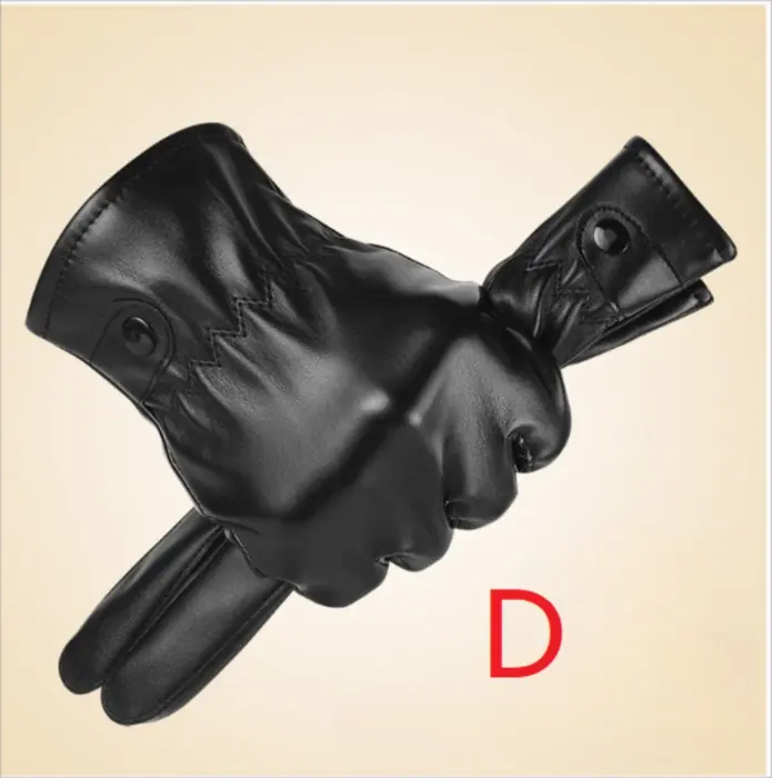 Image de Gants Homme Noir Cuir PU Conduite Écran Tactile Hiver