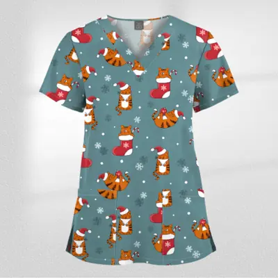 Image de uniforme médical imprimé de noël accessoires d infirmière pour le travail gommage chirurgical pour m...