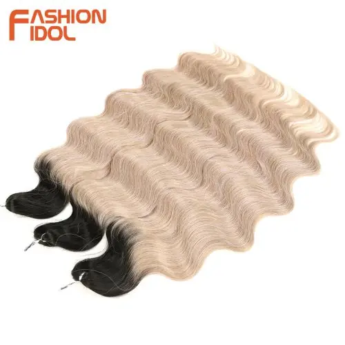 Image de Extensions Crochet Tresses 24 Pouces - Vague d'Eau Profonde Ombre