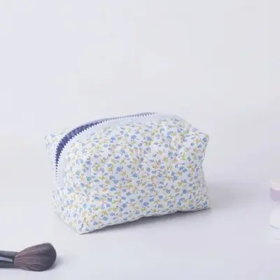 Image de Sac de Maquillage Imprimé Fleurs - Organisateur Cosmétique Matelassé