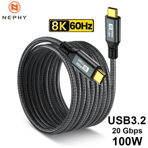 Afbeelding van USB-C naar USB-C Kabel 3.2 Gen 2 met 100W PD Snel Opladen, 8K 60Hz Videooverdracht en Dataoverdracht tot 10 Gbps – Geschikt voor iPhone 15/16/17 Pro, MacBook, iPad, Samsung, Xiaomi, TV en PC