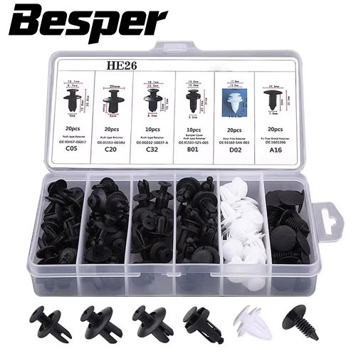 Auto Clip Set voor Body Panels, Bumper en Portierbekleding - Verschillende Grootte Klinknagels en Push Retainer Pins in Doos of Zakverpakking