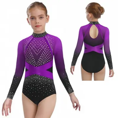 Image de Justaucorps Brillant Strass pour Filles - Danse, Ballet, Patinage