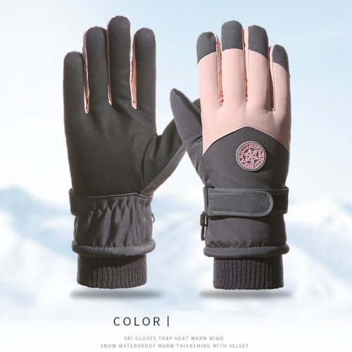 Afbeelding van Winter unisex snowboard skihandschoenen PU-leer antislip touchscreen waterdicht motorfiets fietsen fleece warme sneeuwhandschoenen