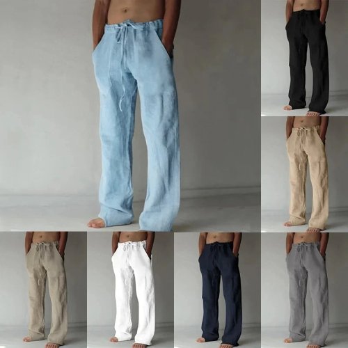 Image de Pantalon Homme Coton Lin Été Décontracté