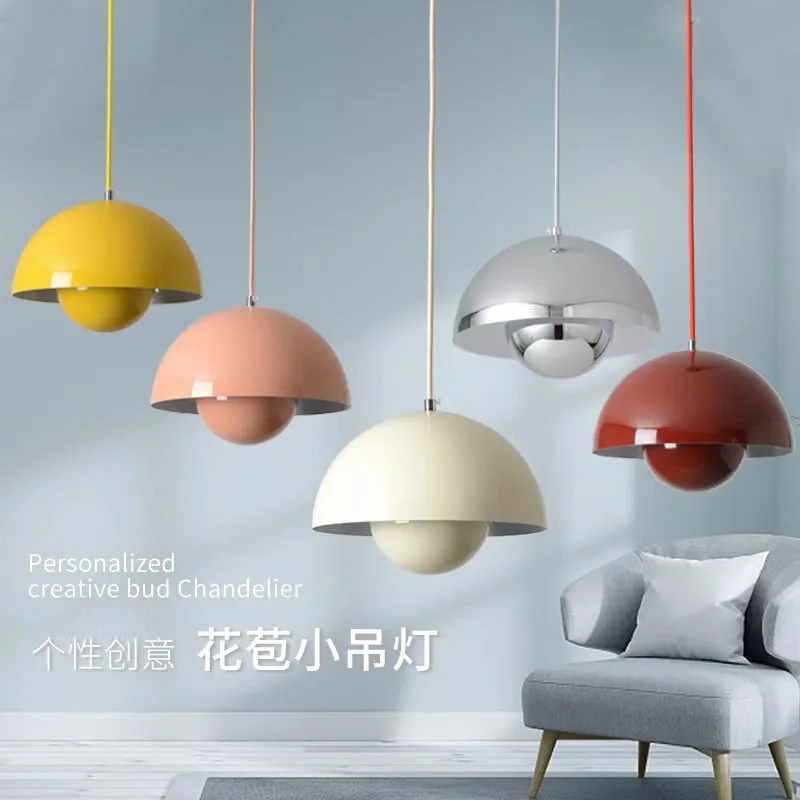 Image of Modern Multi-Color Bud Pendant Light for Bedroom, Study, and Restaurant – Stylish Indoor Chandelier with Creative Design