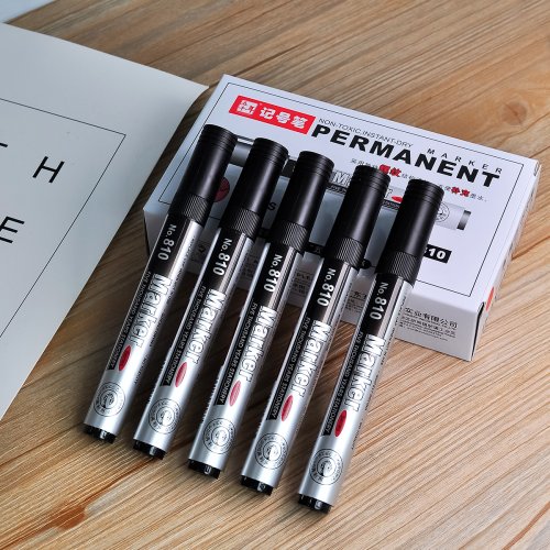 Immagine di 2/5/10 pezzi pennarello oleoso permanente inchiostro nero 2.0mm impermeabile ad asciugatura rapida per metallo, plastica, piastrelle, vetro, scuola e materiale per ufficio