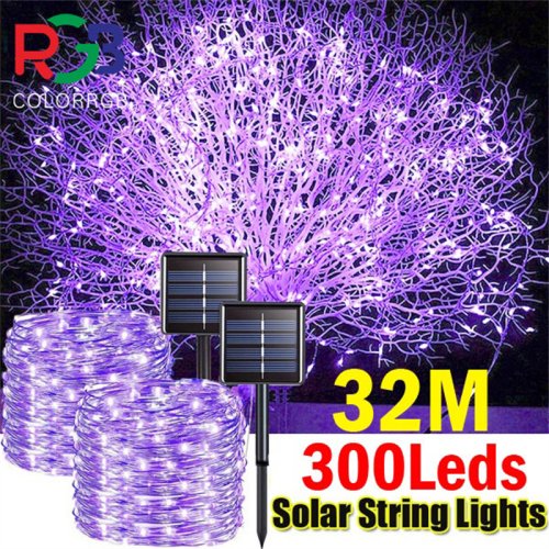 Image of Outdoor LED Solar Fairy String Lights Waterproof Garden Decoration Garland 8Modes Copper Wire Light For Street Patio Christmas