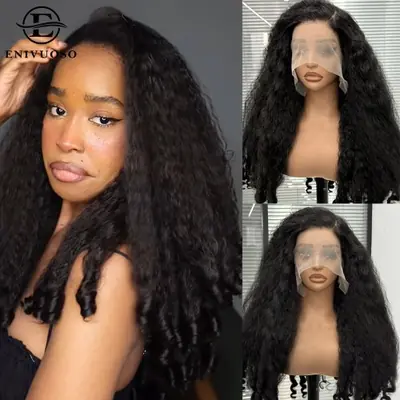 Image de Perruque Afro Bouclée 200% Densité - Dentelle Frontale Synthétique
