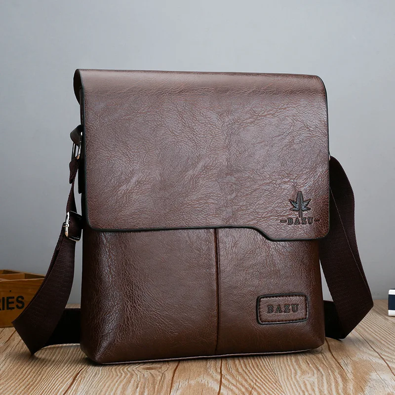 Bild von Luxus Vintage Leder Messenger Tasche für Herren – Elegante Schultertasche in Braun und Schwarz, Business Umhängetasche mit Hochwertigem Design