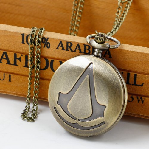 Image of Exquisite Carved Quartz Pocket Watch Necklace Pendant Gifts For Women Man with Fob Chain