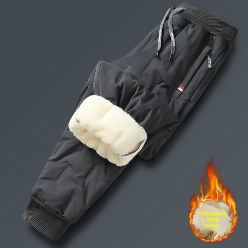 Imagen de Pantalones Cargo para Hombre con Forro Polar Cálido, Estilo Y2K, Talla Grande, Ropa Negra Holgada y Gruesa para Invierno y Uso Exterior