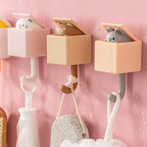 Imagen de Soporte de Pared para Llaves con Diseño de Gatos: Gancho Autoadhesivo de Dibujos Animados para Puerta o Pared, Organizador de Llaves para Dormitorio y Decoración del Hogar