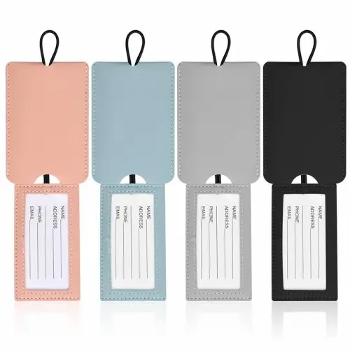 Image de Étiquettes de Bagage en Cuir PU - Set de 4