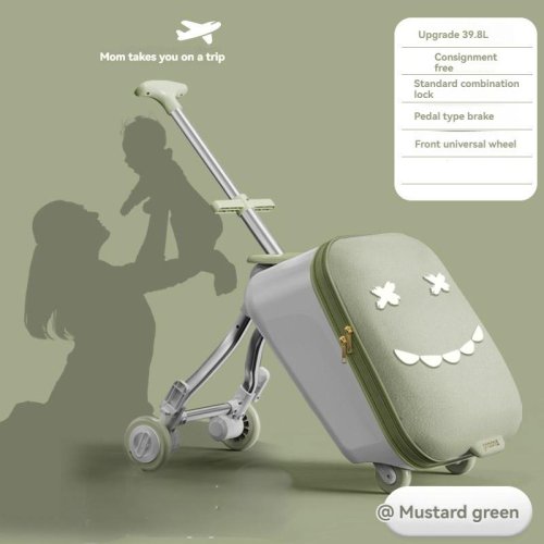 Afbeelding van Cartoon kinderkofferbak babydoos kind rijdeerbare reistas 20-inch opvouwbare babyauto