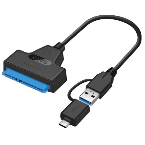 Imagen de Adaptador SATA a USB 3.0/2.0 Tipo C con Cable SATA III de 22 Pines para Disco Duro Externo HDD y SSD de 2.5 Pulgadas hasta 6 Gbps