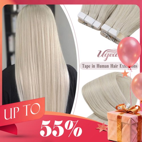 Natural Brazilian Remy Human Hair Tape-In Extensions - Straight Seamless Skin Weft for Women with Balayage, 20-Piece & 40-Piece Options