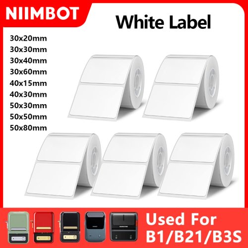 Niimbot 1Roll B1 Witte Sticker Waterdicht Papier Zelfklevend Label Wit Anti-Olie Voor B1 B21 Mini Draagbare Thermische printer Tape