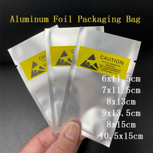 Imagen de Bolsas Antiestáticas de Papel de Aluminio con Cierre Superior Abierto para Almacenamiento ESD, Impermeables y Translúcidas para Cables y Baterías