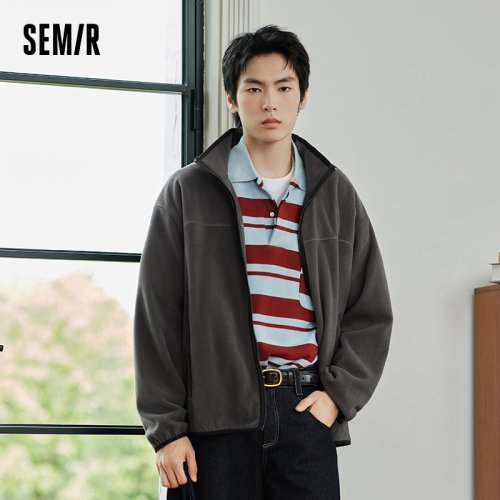 Image of Men's Anti-Static Fleece Coat with Warm Fur Collar – Stylish Autumn 2024 Couple-Friendly Design