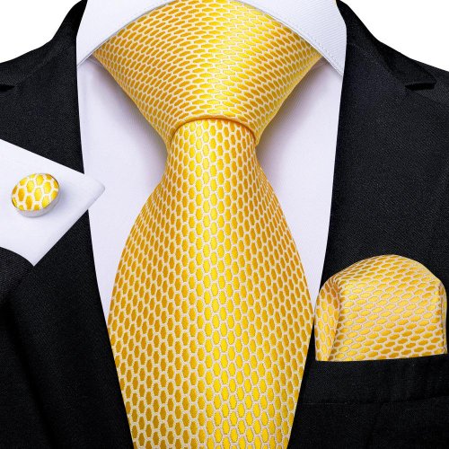 Zdjęcie Elegancki Zestaw Krawatowy Męski w Kolorze Żółtego Złota