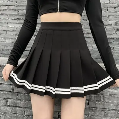 Image de Jupe Mini Harajuku Punk Noire - Style Vintage & Patchwork