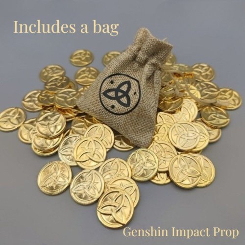 Afbeelding van Genshin Impact Cosplay Mora Munten - Gouden Collectie van 10, 20, 30 of 50 Stuks - Perfecte Prop voor Cosplay en Rock God Themas