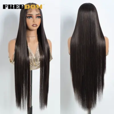 Image de Perruque Lace Front Synthétique 36" - Cheveux Longs Lisses Ombré
