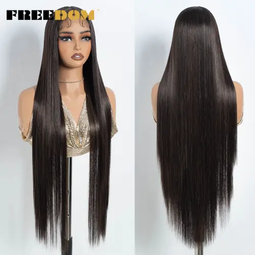 Image de Perruque Lace Front Synthétique 36" - Cheveux Longs Lisses Ombré