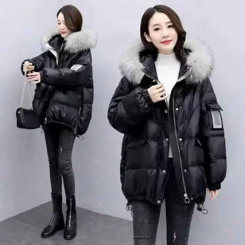 Image de Veste Hiver Femme Mi-Longue à Capuche - Style Coréen 2024