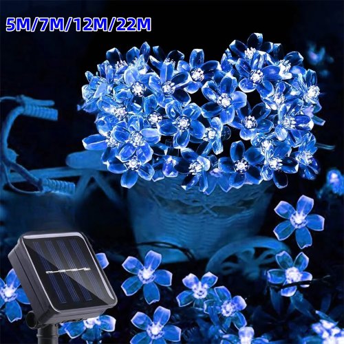 Imagen de Luces Solares para Jardín en Forma de Flores: Cadena de Luces Decorativas Impermeables para Exterior, Iluminación Ecológica y Estética para Tu Espacio al Aire Libre