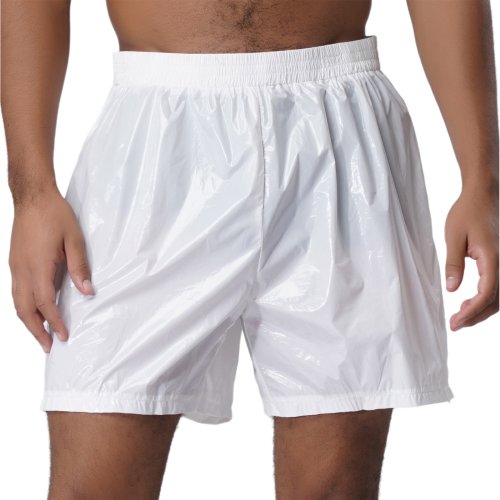 Afbeelding van Stijlvolle Heren Waterdichte Mini Shorts met Zijden Rits en Elastische Tailleband – Wetlook Look voor Casual Dagelijks en Zomerzwemkleding