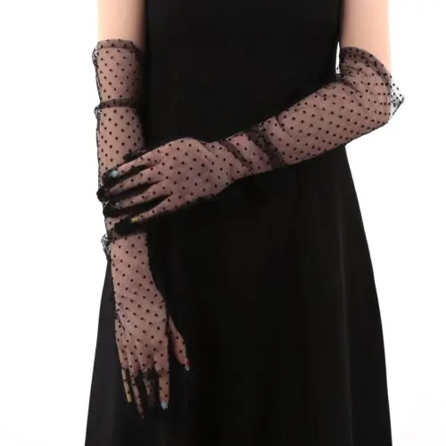 Image de Gants Dentelle Noirs Longs - Élégance & Protection Solaire