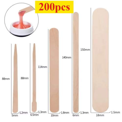 Imagen de Palos de Madera Desechables para Depilación con Cera, Espátulas Naturales para Raspado Facial y Recorte de Cejas - Pack de 50, 100 o 200 Unidades