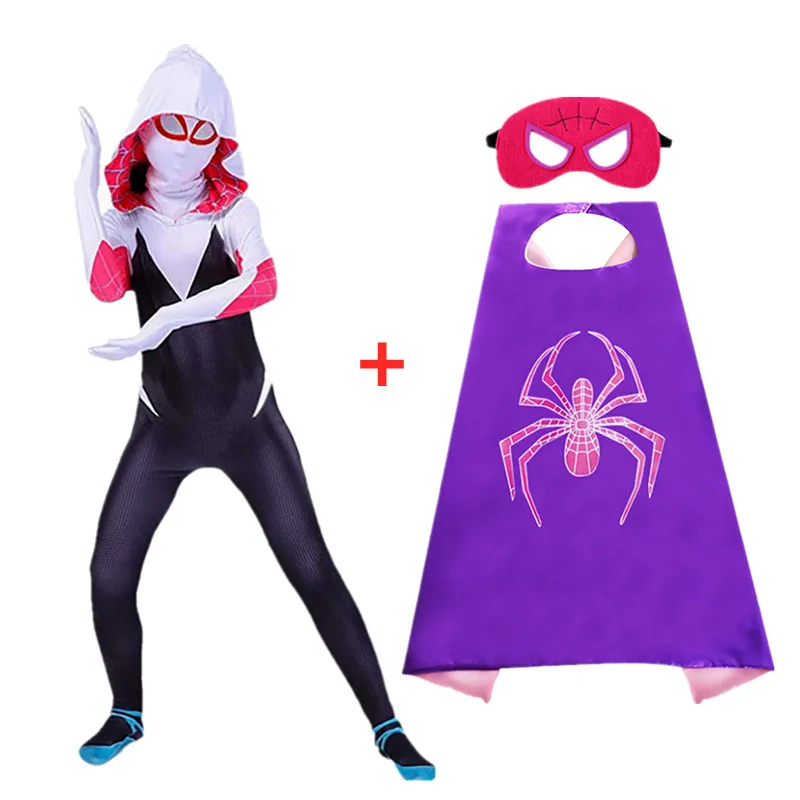 Image de Costume Gwen Hero pour Filles - Déguisement Halloween avec Cape Violette