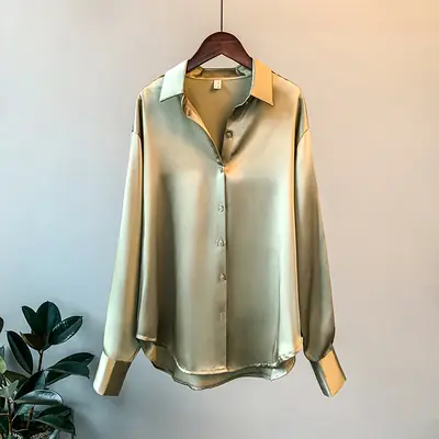 Image de Blouse Satin Élégante Femme - Style Coréen Automne 2023