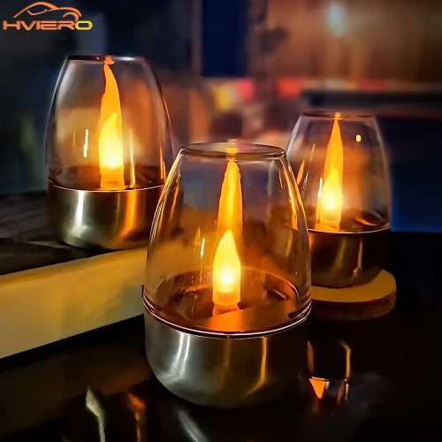 Image of Solar-Powered Flameless LED Candles – Rechargeable Outdoor Night Lights for Garden, Wedding, and Party Decor with Waterproof Design