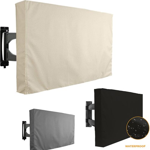 Image of Premium Beige Outdoor TV Cover for 32-65 inch TVs – Weatherproof, Dust-Resistant Protection for Garden, Patio, and Outdoor Spaces